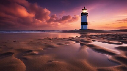 lighthouse at sunset    Lighthouse at talacre in the afterglow following a storm 