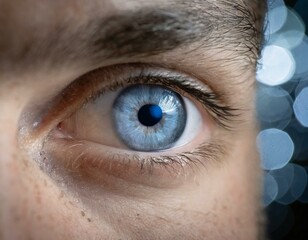 close up of an eye with colorful make up