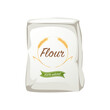 Paper packaging of flour. Flour is an ingredient for making dough and baking bread or sweets.