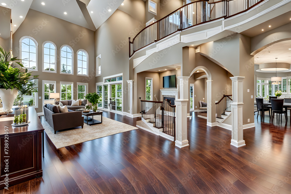 Open Concept Luxury Stunner - Panoramic Living Room & Dining Tablescape ...