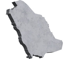 Wall Mural - 3D Concrete in the form of a map of Saudi Arabia. Transparent background, PNG