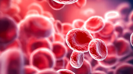 Canvas Print - red blood cells magnified under a microscope, illustrating vital aspects of life, biology, and medic