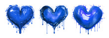Isolated Illustration Of Oil Painted Blue Colored Heart Banner. Created With Generative AI