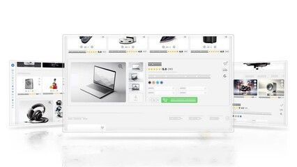 Wall Mural - Sales and shopping web page for e-commerce. Website animation of technology and computer products.