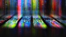 Colored Barcodes On Black Background, 16:9