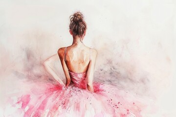 Wall Mural - a painting of a ballerina in a pink tutu
