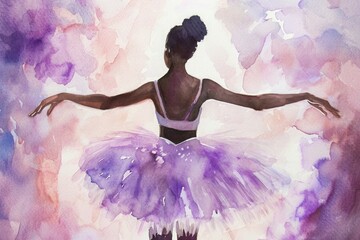 Wall Mural - a painting of a ballerina in a violet tutu