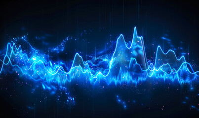 Wall Mural - Dynamic and Vibrant Digital Waves Illustration with Particle Effects in Blue Hues Depicting Sound, Energy, or Data Flow in a Futuristic Concept