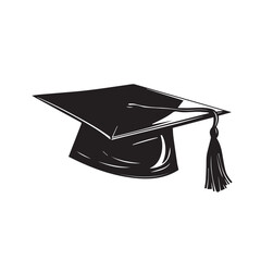 Wall Mural - Graduation hat in cartoon, doodle style . Image for t-shirt, web, mobile apps and ui. Isolated 2d vector illustration in logo, icon, sketch style, Eps 10, black and white. AI Generative