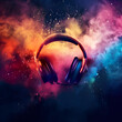 Music dj headphones, world music day celebration design concept 