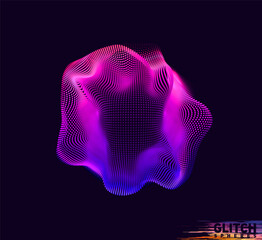 Wall Mural - corrupted violet point sphere. abstract vector colorful mesh on dark background. futuristic style ca