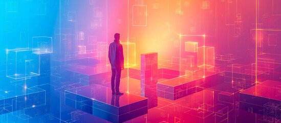 Concept Illustration Background Visualizing building blocks data structure complexity of neural network training architecture from developer perspective