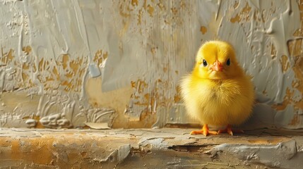 Wall Mural - Easter chick peeking, bottom corner, ample top space