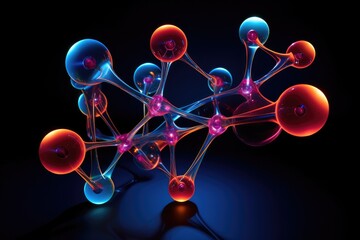 Poster - 3d illustration of a molecule. Generative AI.