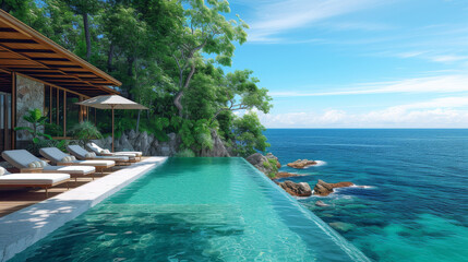 Wall Mural - A private pool in front of a sea