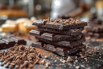 Poster - view of Dark Chocolate Pieces Background
