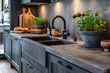 modern minimalist beautiful kitchen finland grey black  interior 