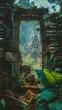 Ancient ruins background . Vertical background 
