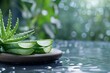 Aloe vera and water background for natural cosmetics