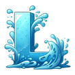 L cartoon illustration PNG in water style