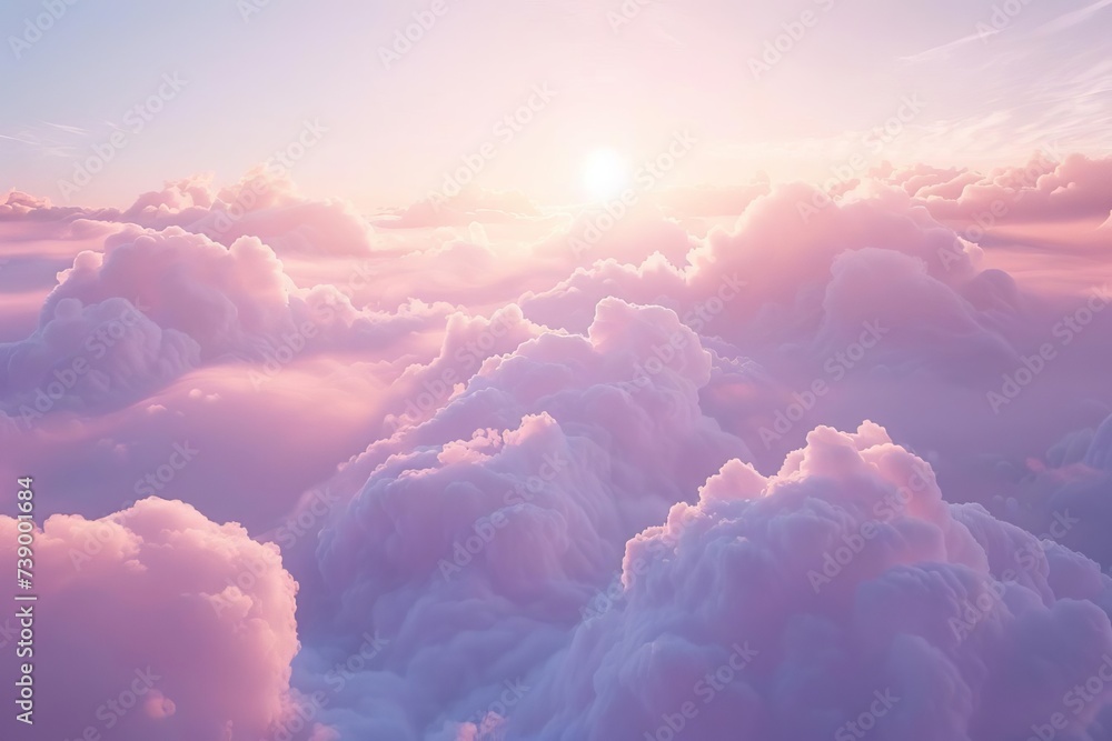 Cumulus clouds in a beautifully lit sky Offering a breathtaking view ...