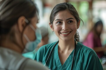 Poster - Emergency doctor. Background with selective focus and copy space