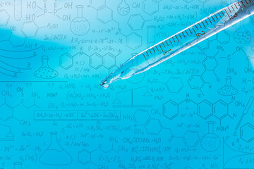 Wall Mural - macro science background,macro science experiment background,laboratory research, dropping liquid to