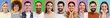 © New Africa - People with showing white teeth on different color backgrounds, collage of photos