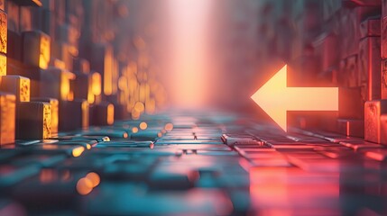 Fototapete - A dynamic 3D arrow points towards endless possibilities.