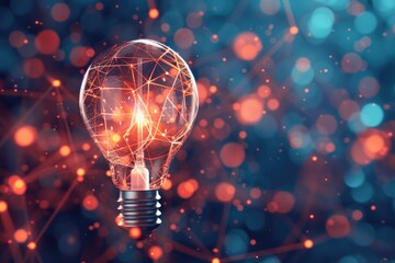 Poster - A 3D symbol of a lightbulb representing ideas or innovation.