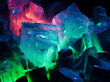 fluorescent mineral rocks glowing in neon hues