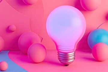Poster - A 3D symbol of a lightbulb representing ideas or innovation.