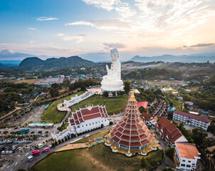 Wall Mural - Aerial view of Wat Huay Pla Kang: Goddess of Mercy, in Chiang Rai, Thailand