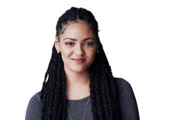 Poster - Business, woman and portrait or smile with confidence for corporate career, startup or creative design work. Entrepreneur, employee and face with pride or happy isolated on png transparent background