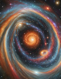 Fototapeta Do przedpokoju - Spiral Galaxy Space Background with Stars and Nebula Illustration