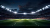 Fototapeta Sport - Football field stadium at night with spotlight light