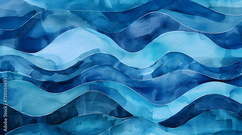 Abstract art navy blue background. Watercolor painting on textured ...