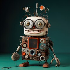 Canvas Print - A toy robot with a pair of glasses on it