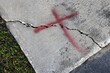 © Bill McKeon - Cracked Sidewalk Marked for Repair with Red Paint
