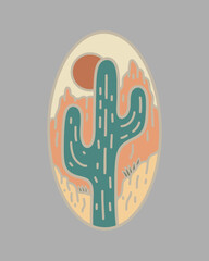 Wild desert flat design vector design for t shirt badge patch sticker illustration