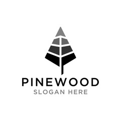 Wall Mural - pine wood logo design vector illustration