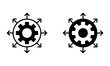 gears with expansion arrow icon vector