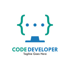 Code developer or programming code design logo template illustration
