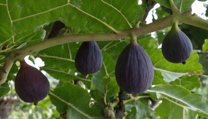 Sticker -  Bountiful purple figs hanging from a tree branch