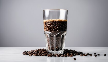 Canvas Print -  Freshly ground coffee beans in a glass