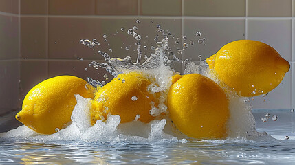 Wall Mural - lemon in water