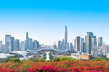 Wall Mural - Urban Scenery of the Central Axis Citizen Center in Futian District, Shenzhen, Guangdong Province