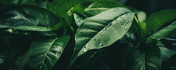  green leaves in the rain