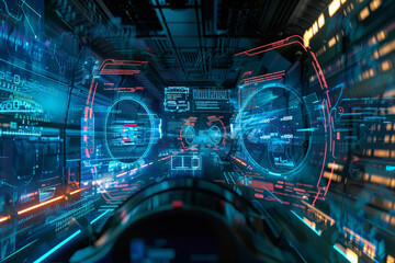 Wall Mural - a futuristic view of a space ship with a display that says ' altitude ' on it