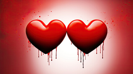 3D Red Hearts Standing on White Background